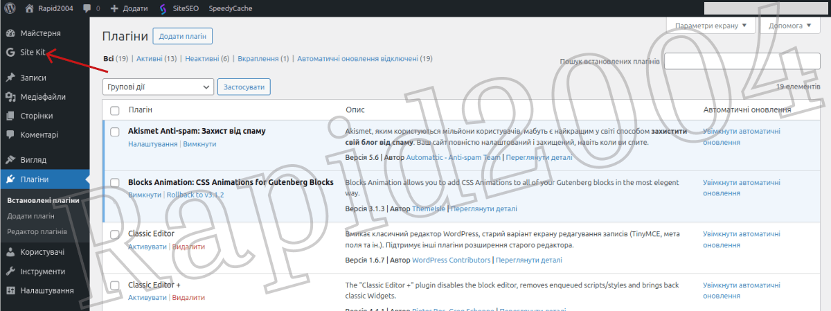 Натистнути для збільшення 02. Панель Google з'являється біля Дашборд